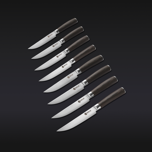 Damascus Steel Steak Knife Set, 8-pc (Espresso)