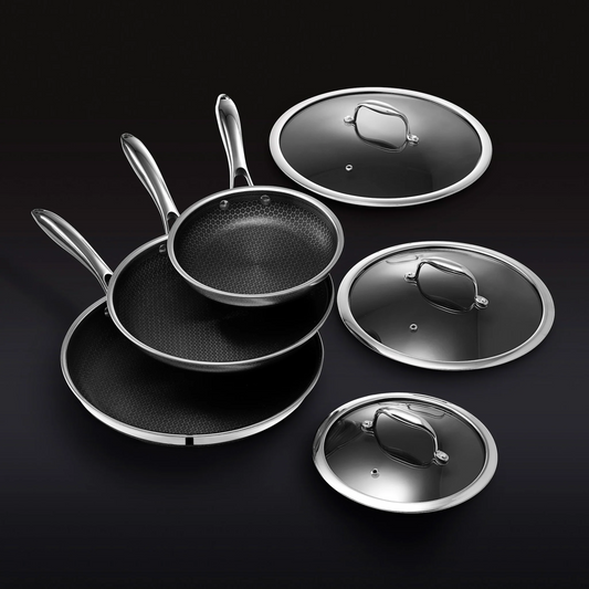 Hybrid Fry Pan Set With Lids, 6-pc